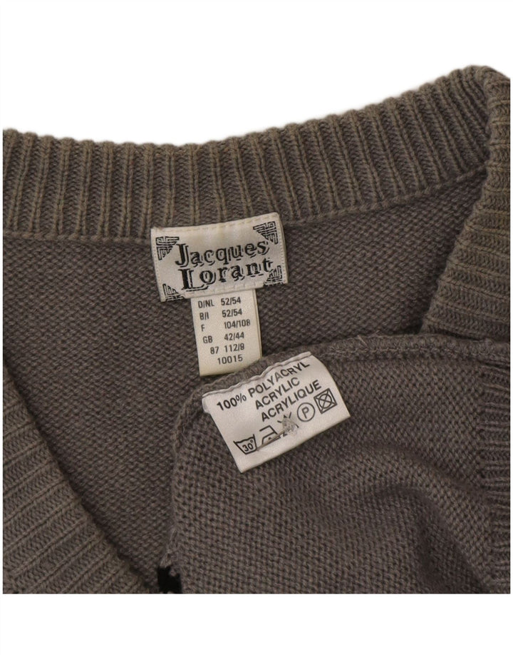 Jacques Lorant Herren-Pullover mit V-Ausschnitt, Gr. 42/44, groß, grau gestreift