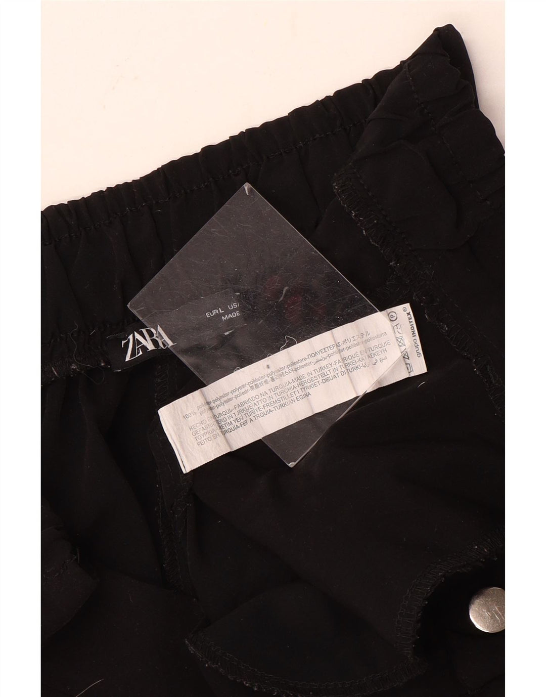ZARA Damen Joggers Cargohose Large W3 Schwarz Polyester