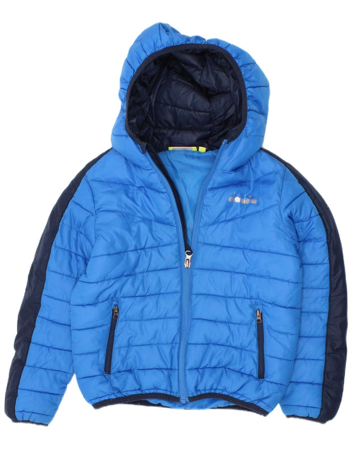 Diadora Wattierte Jacke mit Kapuze für Jungen, 5–6 Jahre, Größe S, Blau, Farbblock
