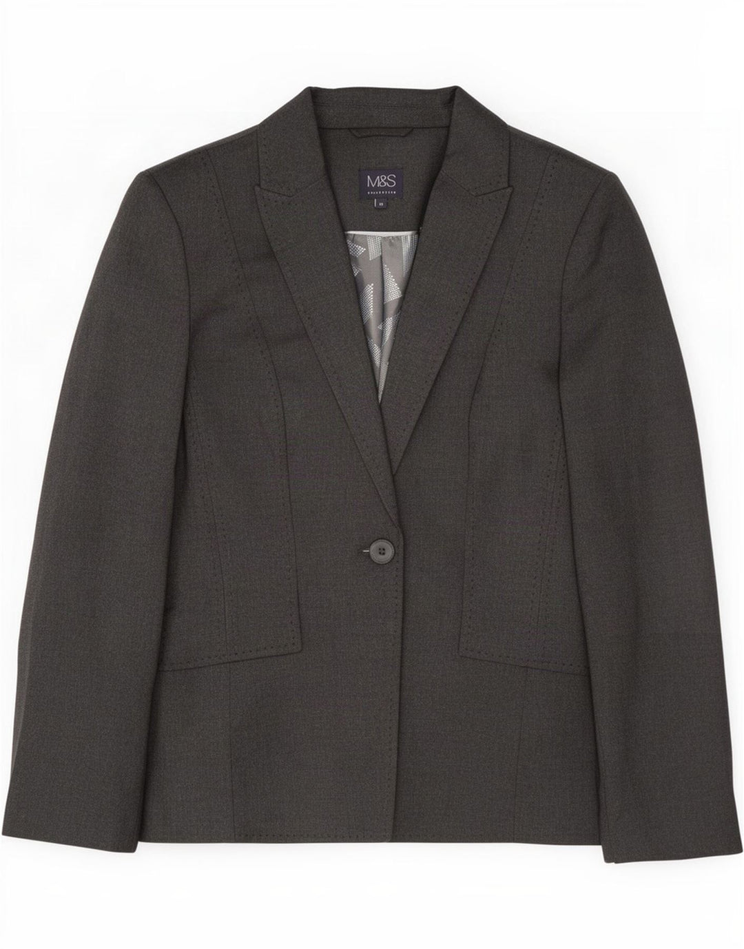 Marks & Spencer Damen-Blazer mit 1 Knopf, Gr. 10, Größe S, Grau, Polyester