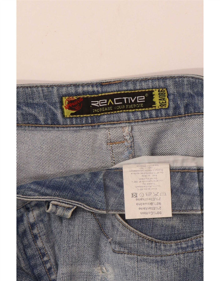 Vintage Damen Distressed Mini Jeansrock W31 Mittelblaue Baumwolle