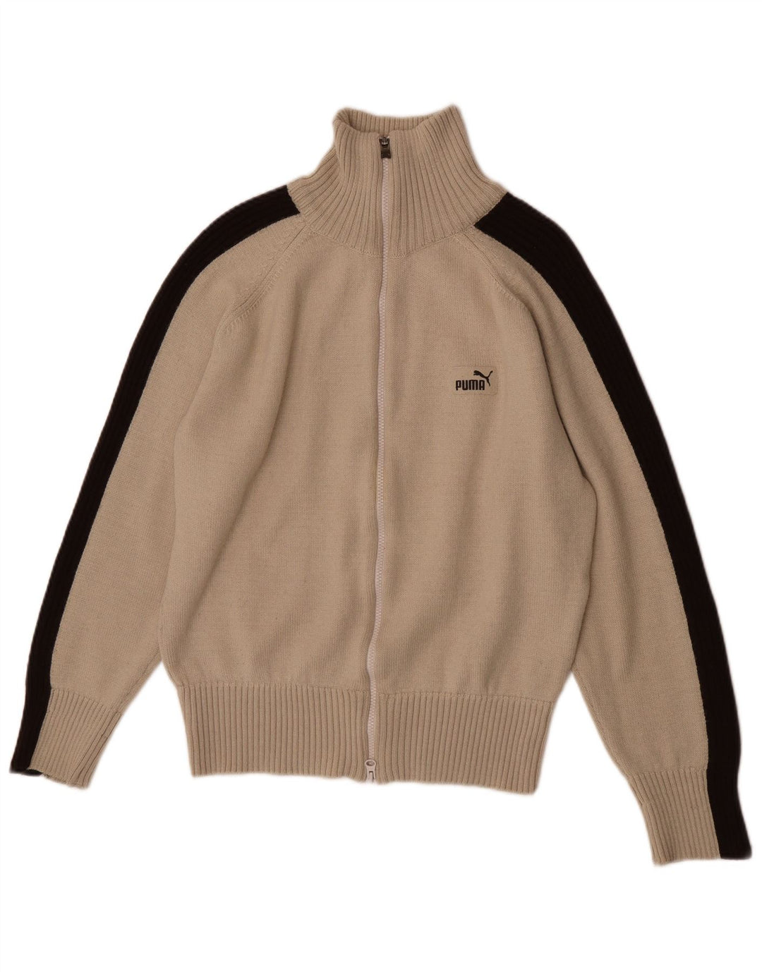 Puma Herren-Strickjacke, groß, Beige, Farbblock