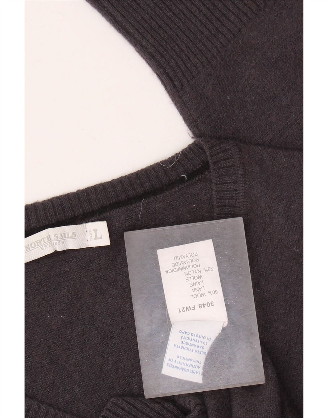 NORTH SAILS Damen-Pullover mit V-Ausschnitt, UK 14, Größe L, graue Wolle