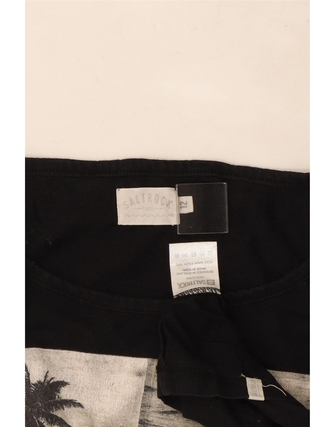 SALTROCK Damen Grafik-T-Shirt-Oberteil UK 12 Mittelschwarze Baumwolle