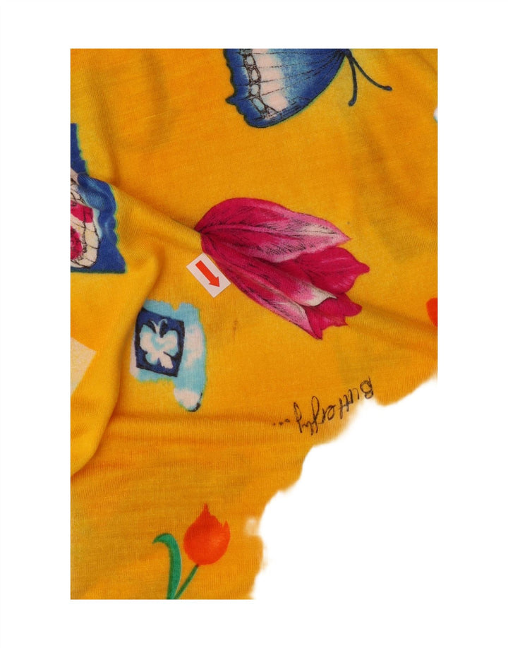 VINTAGE Womens Sleeveless Blouse Top IT 44 Medium Yellow Floral Viscose Vintage Vintage and Second-Hand Vintage from Messina Hembry 