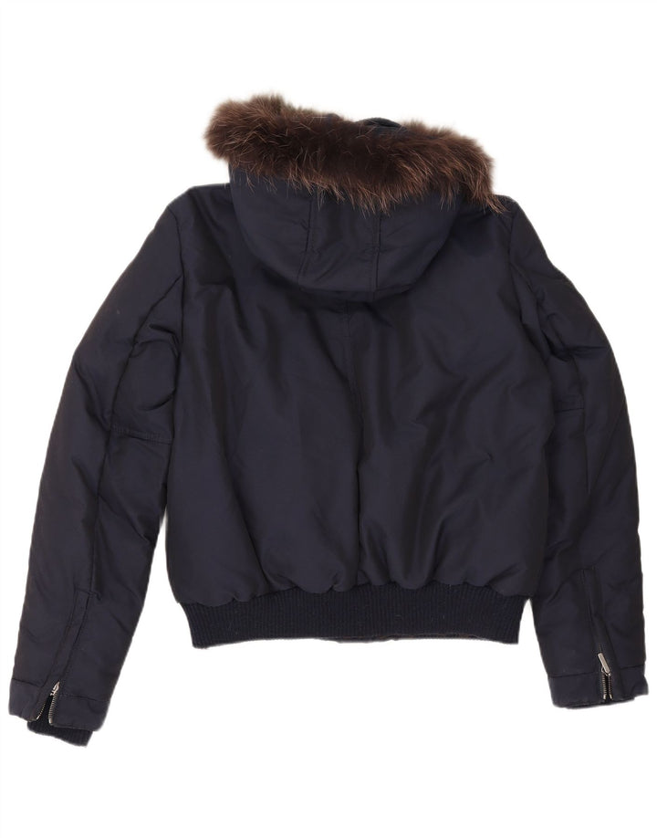 Gas Damen Bomberjacke mit Kapuze IT 46 Large Marineblau Polyamid