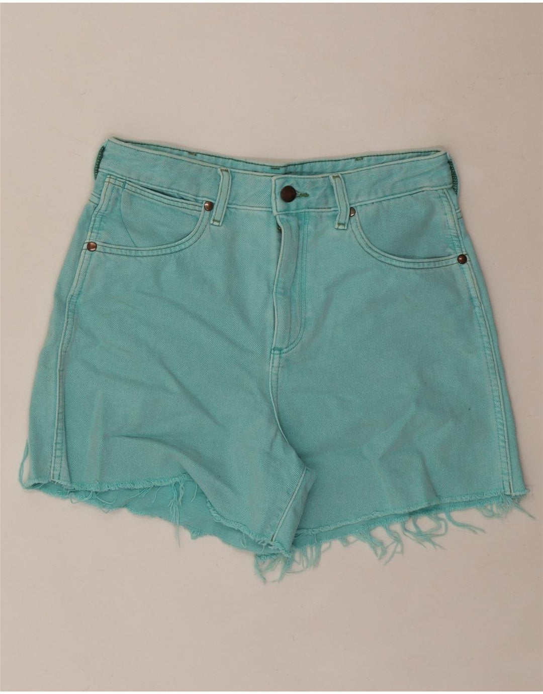 WRANGLER Damen Jeansshorts W28 Mitteltürkis Baumwolle