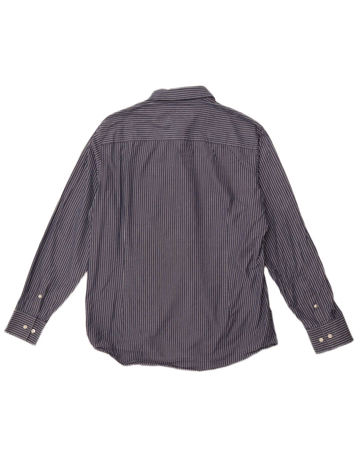 CALVIN KLEIN Herren Slim Fit Hemd Größe 43 Große Marineblaue Nadelstreifen