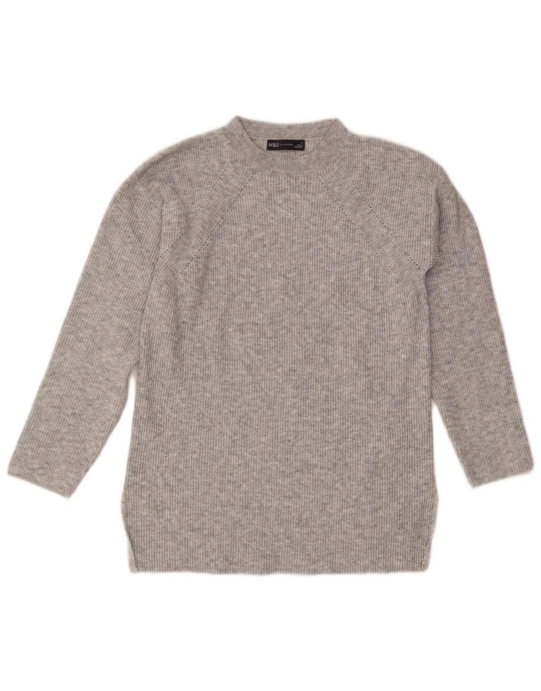 Marks & Spencer Damen-Pullover mit Rundhalsausschnitt, Gr. 10, Größe S, Grau meliert