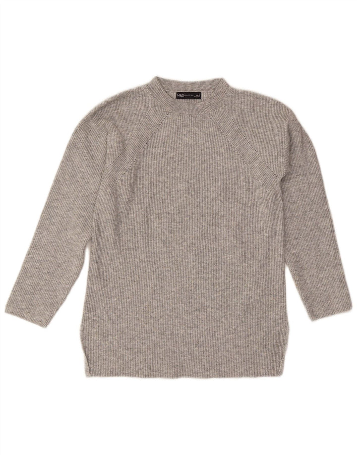 Marks & Spencer Damen-Pullover mit Rundhalsausschnitt, Gr. 10, Größe S, Grau meliert