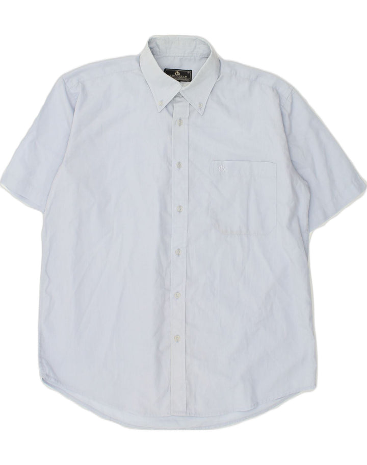 VINTAGE Mens Short Sleeve Shirt Medium Blue Cotton | Vintage Vintage | Thrift | Second-Hand Vintage | Used Clothing | Messina Hembry 