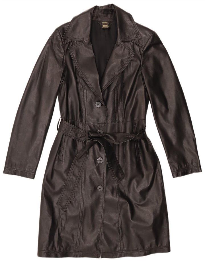 Madeleine Damen Ledermantel UK 10 Small Schwarzes Leder