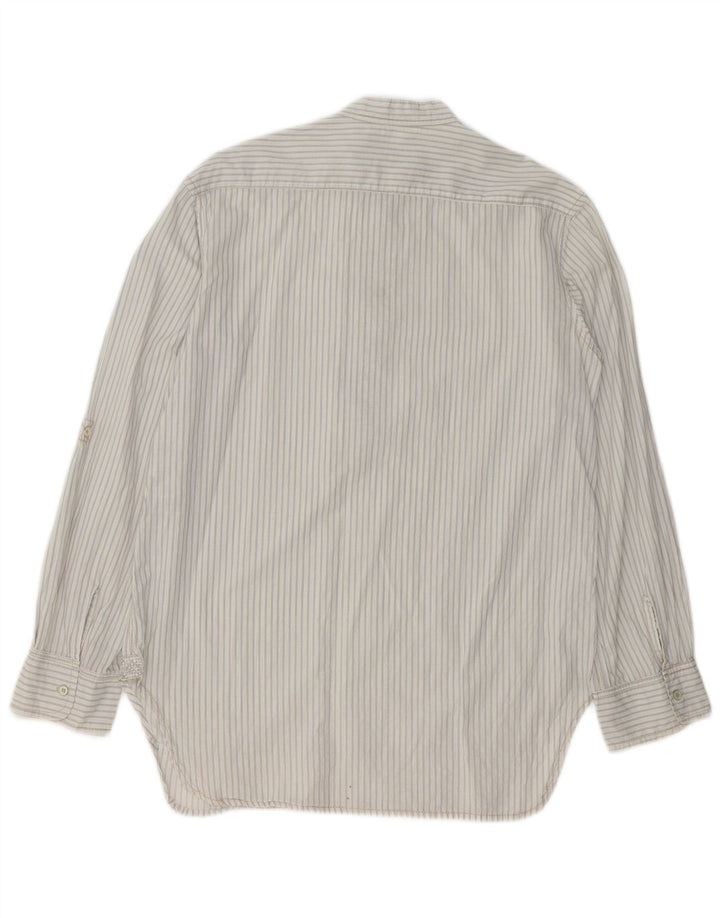 Zara Damen Pullover-Hemd UK 18 XL weiß gestreift aus Baumwolle