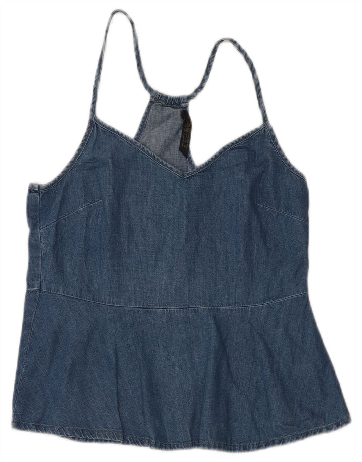 Zara Damen Denim Cami Top UK 12 Mittelblau