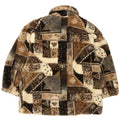 Vintage Damen Kunstfelljacke UK 18 XL Beige Patchwork