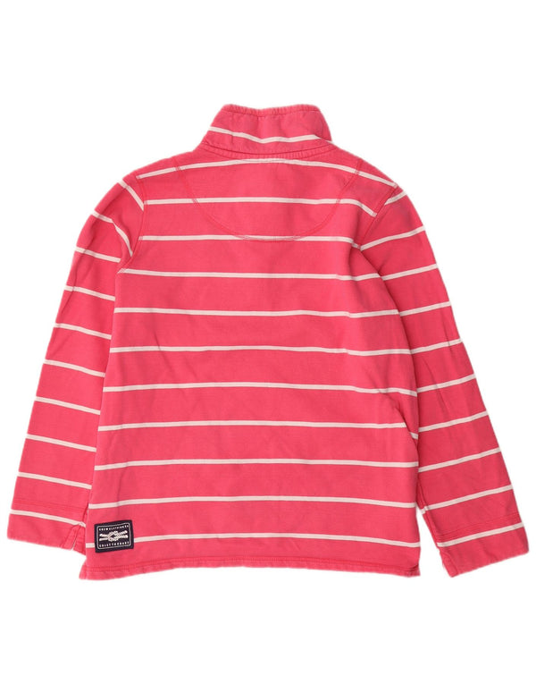 CREW CLOTHING Damen-Sweatshirt mit Reißverschluss am Hals, Gr. 40, Größe L, rosa gestreift