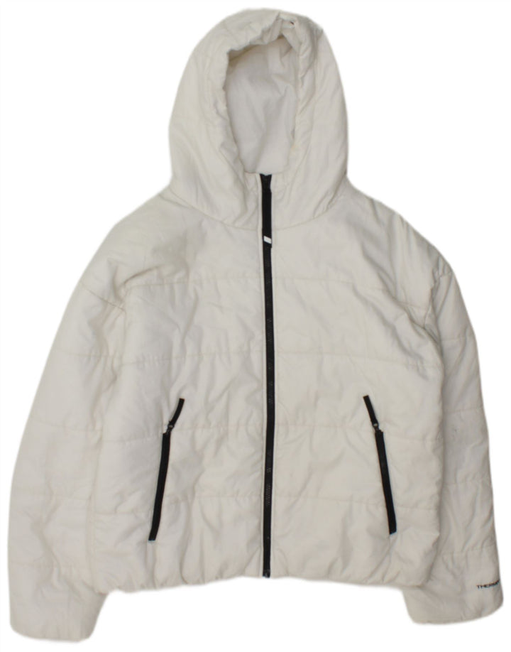 Nike Damen Therma-Fit Graphic Hooded Wattierte Jacke UK 14 Medium Weiß