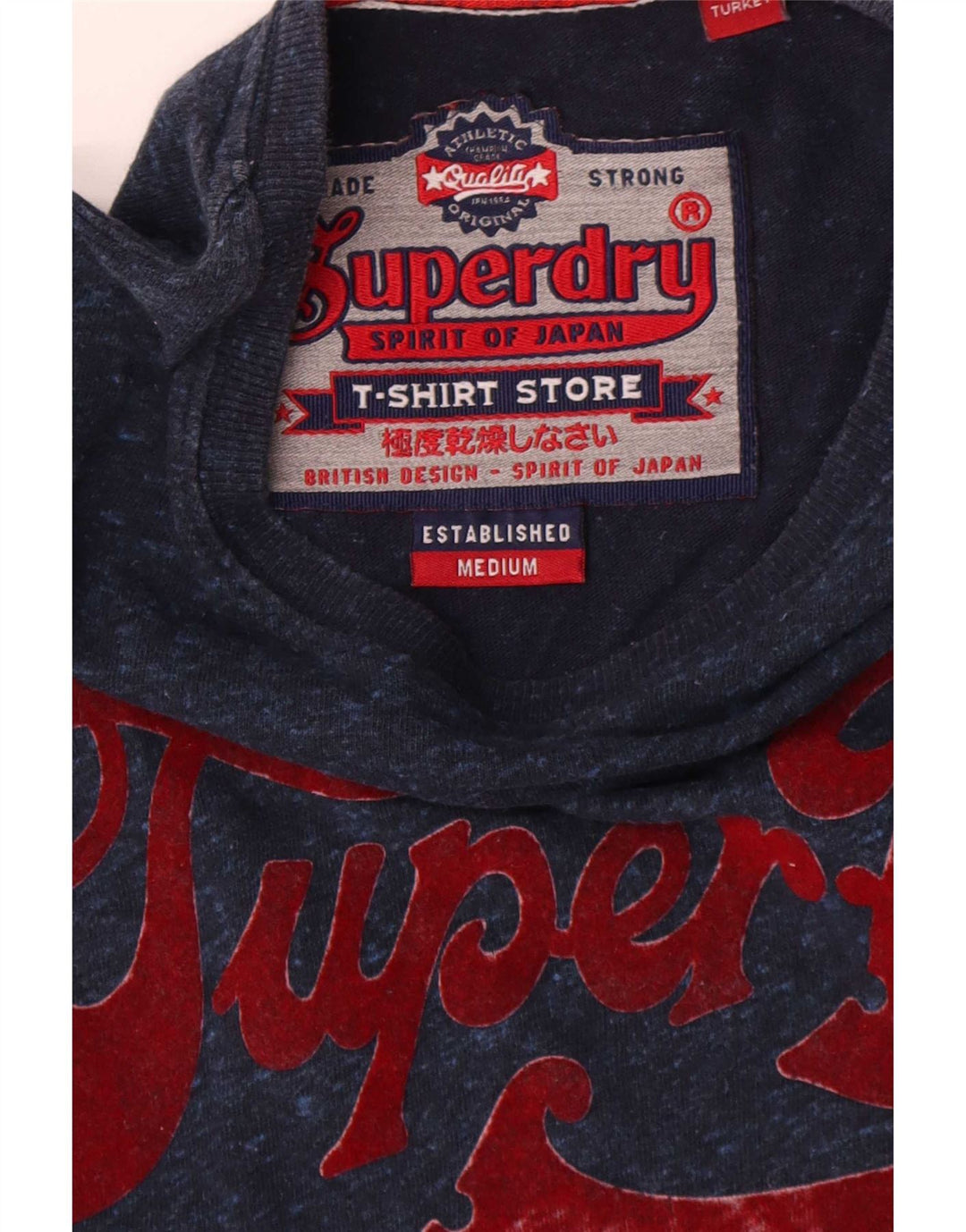 Superdry Herren Grafik-Oberteil, langärmlig, mittelmarineblaue Baumwolle
