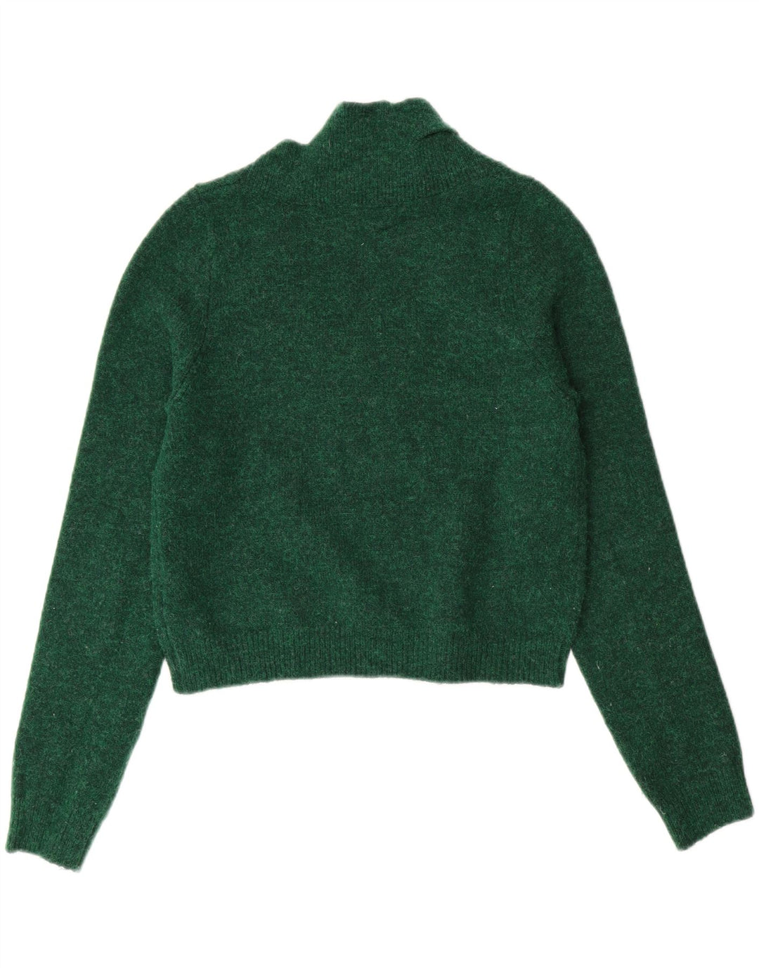 ZARA Womens Crop Turtle Neck Jumper Sweater UK 12 Medium Green Polyester Vintage Zara and Second-Hand Zara from Messina Hembry 