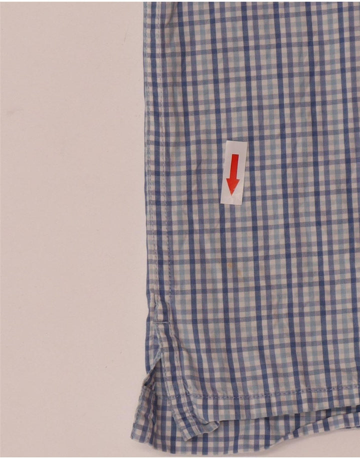 Izod Herren-Kurzarmhemd XL, blau kariert, Baumwolle