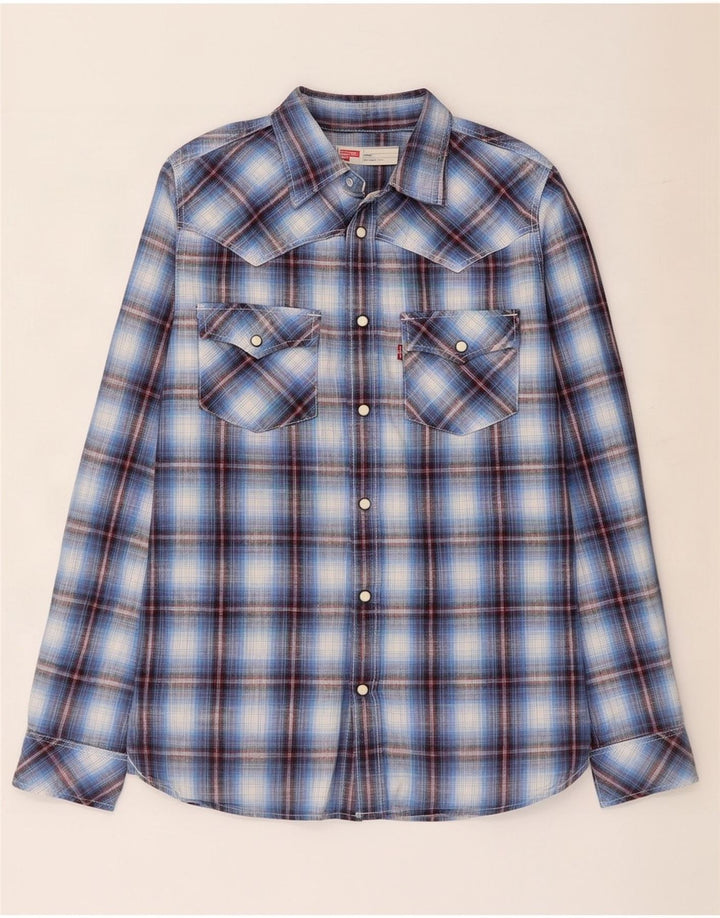 Levi's Herren-Hemd in Standard-Passform, klein, blau kariert, Baumwolle