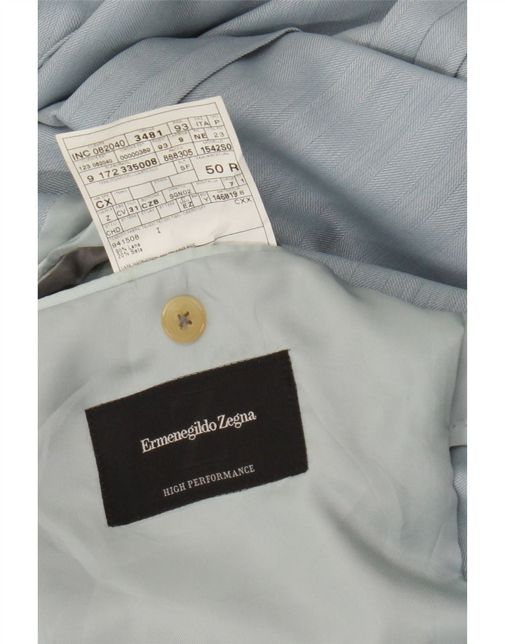 Ermenegildo Zegna Herren-Blazerjacke mit 3 Knöpfen, IT 50, große blaue Wolle