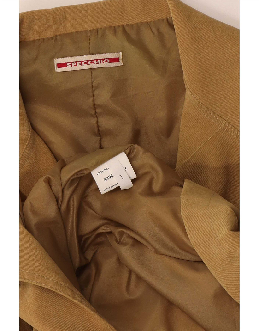 Specchio Damen-Blazerjacke mit 4 Knöpfen, UK 14, Größe L, Beige, Polyester