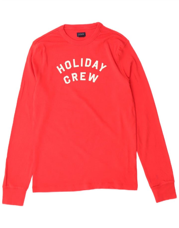 J. Crew Herren Grafik-Oberteil, langärmelig, Mittelrot, Baumwolle