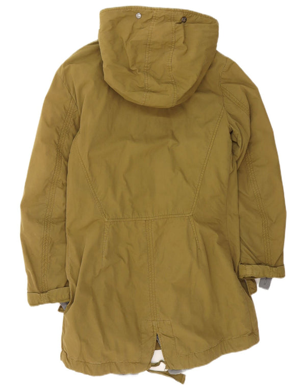 Vintage Damen Sherpa Parka Jacke mit Kapuze EU 40 Medium Khaki Baumwolle