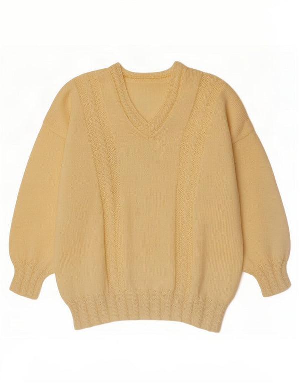 Vintage Damen V-Ausschnitt Pullover Pullover UK 16 Groß Gelb