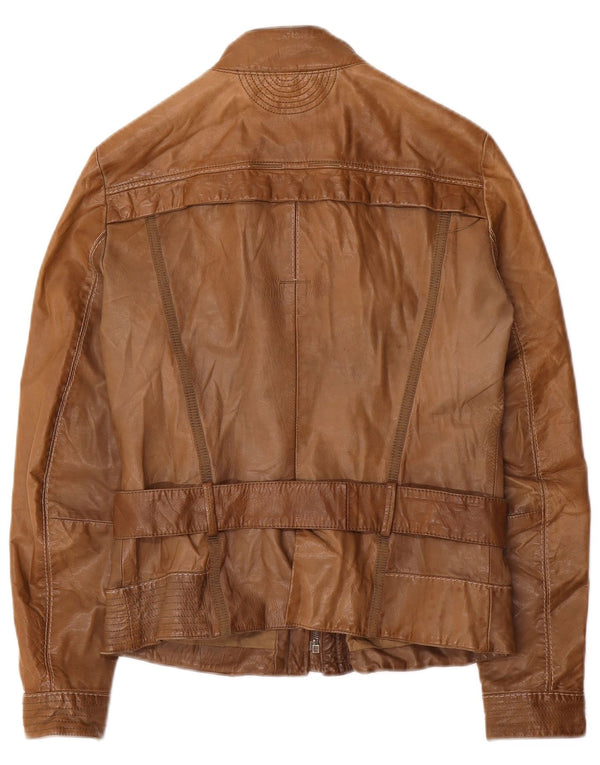 Dekker Damen Leder Racer Jacke UK 10 Small Braunes Leder
