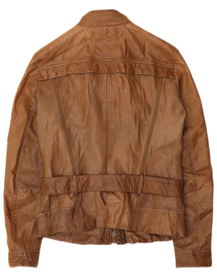 Dekker Damen Leder Racer Jacke UK 10 Small Braunes Leder