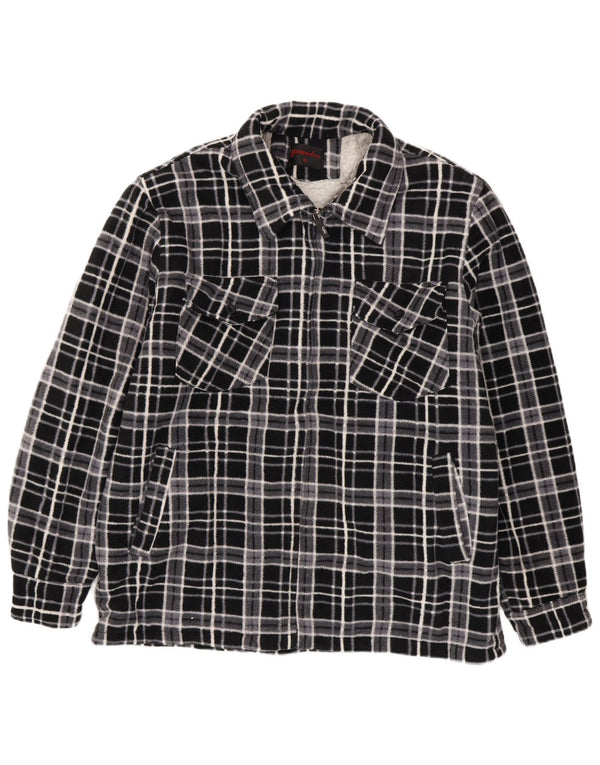 Vintage Mens Lumberjack Fleece Shirt XL Navy Blue Check