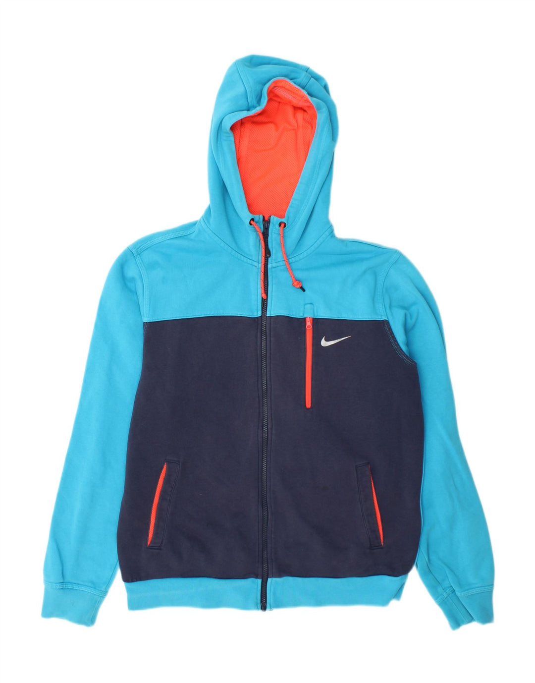 Nike Herren-Kapuzenpullover mit Reißverschluss, mittelblaue Colourblock-Baumwolle