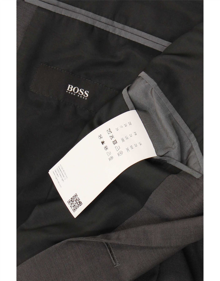Hugo Boss Herren-Blazer mit 2 Knöpfen, Größe 36, klein, graue Schurwolle