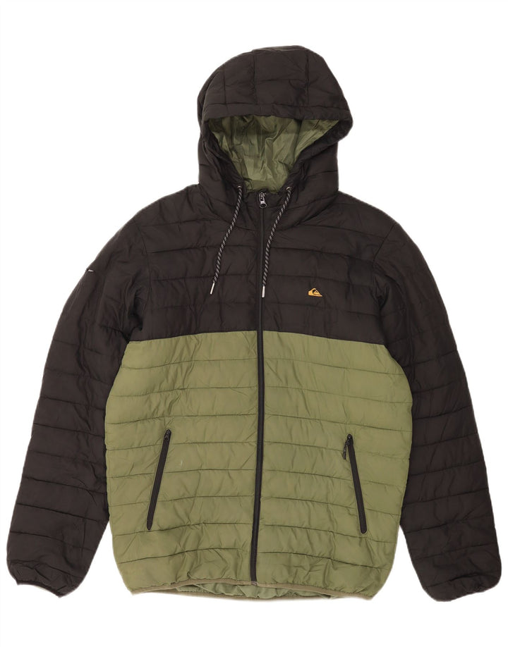 Quiksilver wattierte Herrenjacke mit Kapuze, UK 38, Mittelgrün, Farbblock