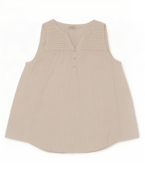 Fat Face Damen-Bluse, ärmellos, Gr. 44, Größe L, weiß, geblümt, Baumwolle