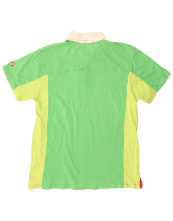 INVICTA Herren-Poloshirt aus mittelgrüner Colourblock-Baumwolle