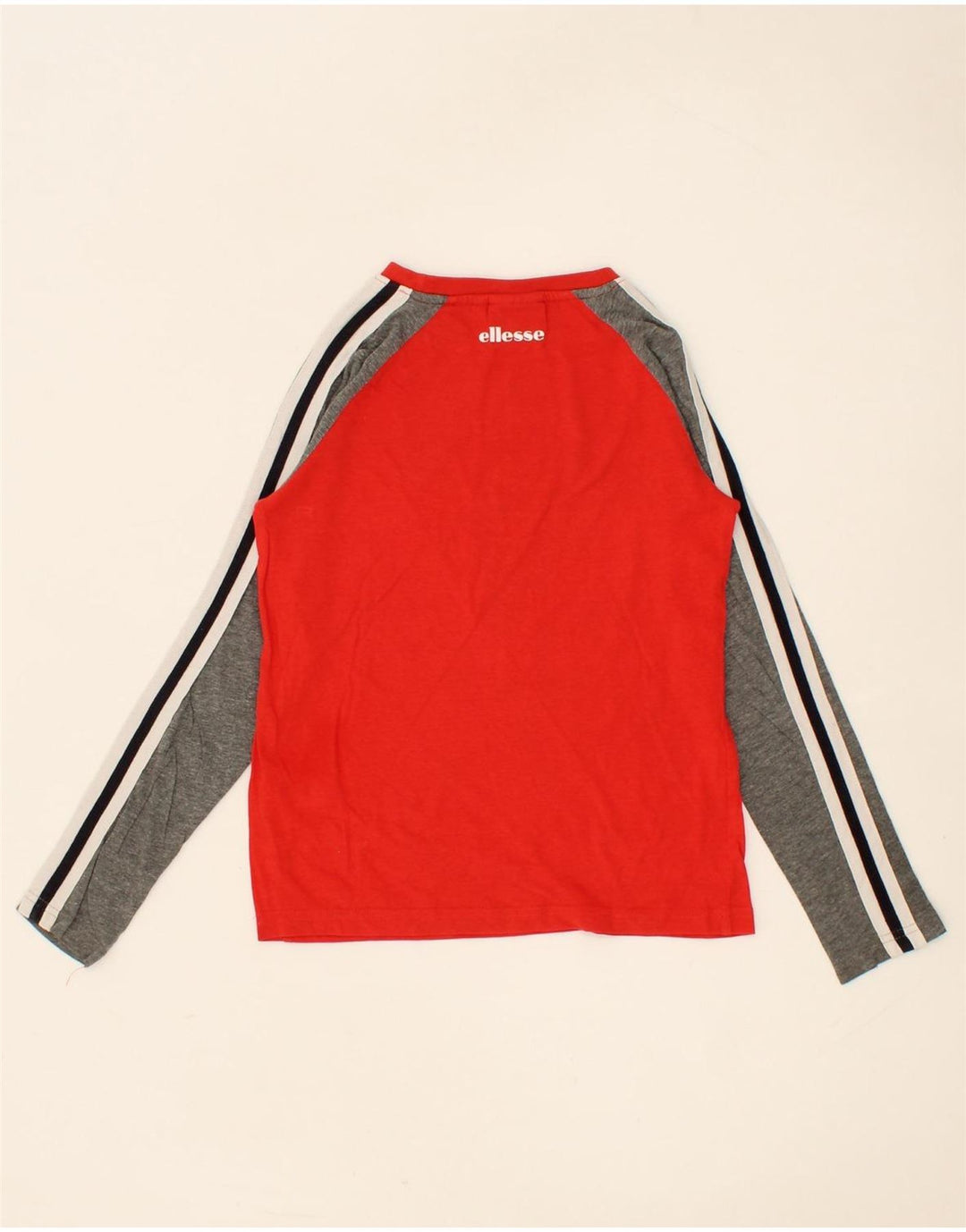 ELLESSE Boys Graphic Top Long Sleeve 7-8 Years Red Colourblock Cotton Vintage Ellesse and Second-Hand Ellesse from Messina Hembry 