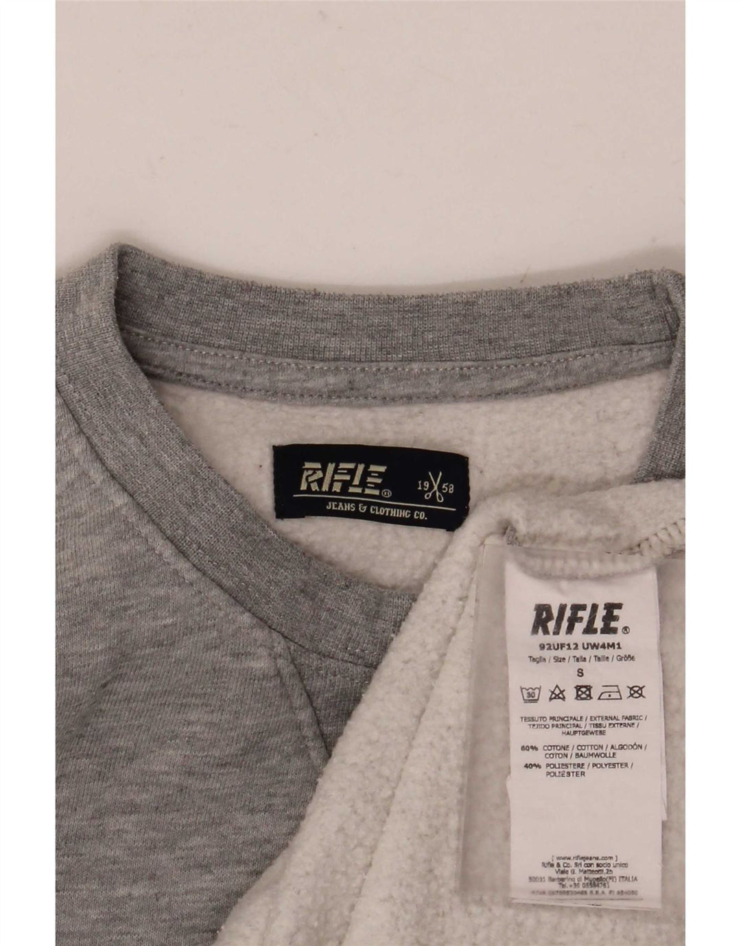 Rifle Herren-Sweatshirt mit Grafik, klein, grau meliert, Baumwolle