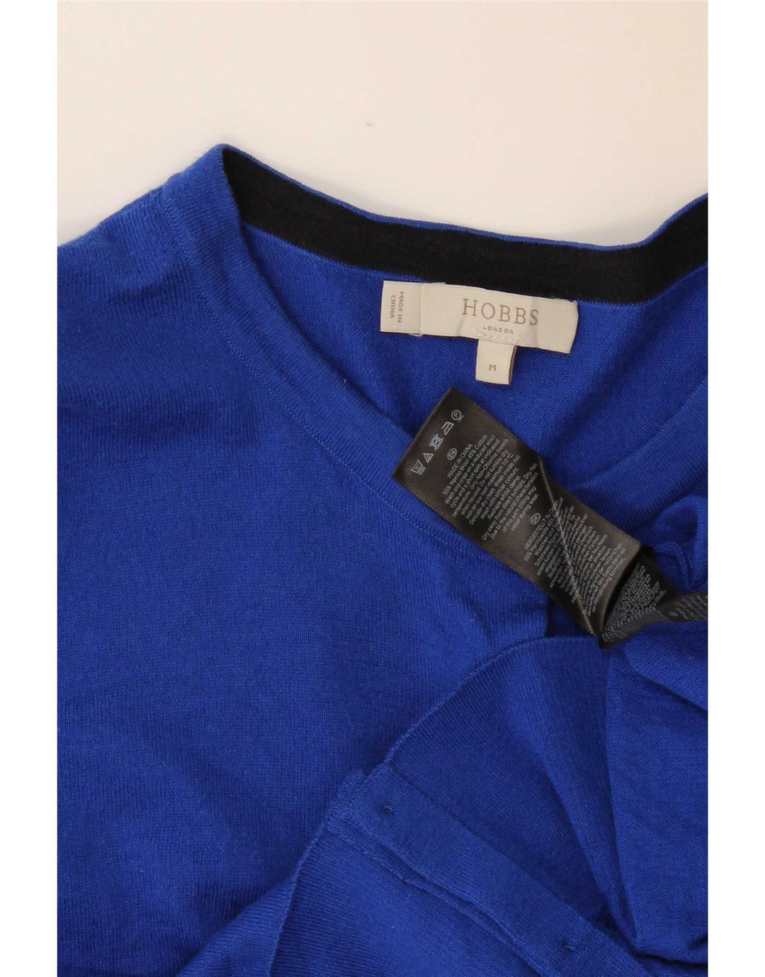 Hobbs Damen Crop Cardigan Pullover UK 12 Mittelblaue Merinowolle