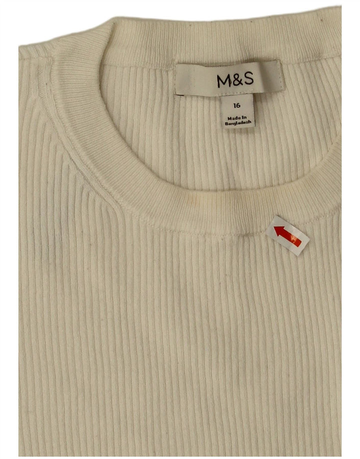Marks & Spencer Damen Top Langarm UK 16 Large Weiße Viskose