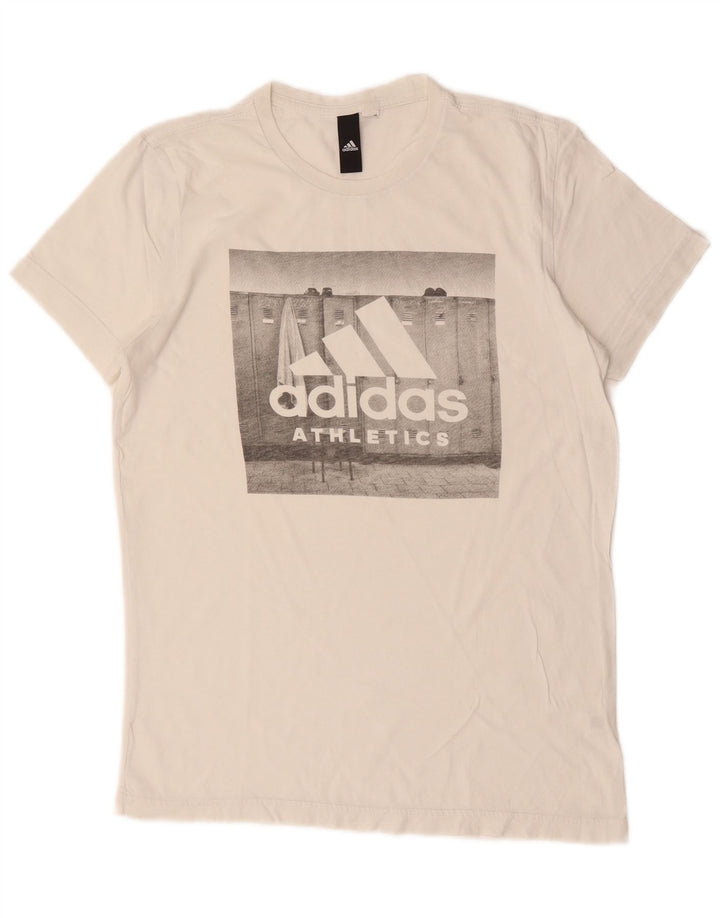 Adidas Herren Grafik T-Shirt Top Small Weiß Baumwolle