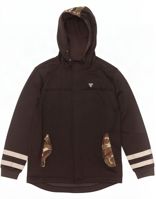 Guess Jungen-Kapuzenpullover mit Reißverschluss, 13–14 Jahre, schwarze Camouflage-Baumwolle