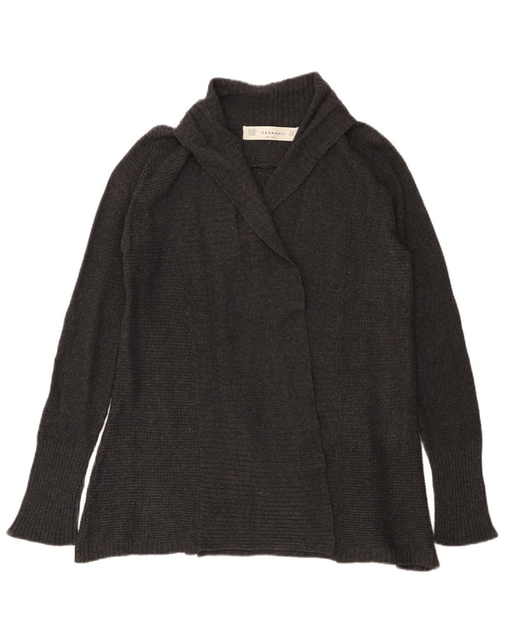 Offener Strickjackenpullover für Damen von Zara, UK 12, mittelgraue Baumwolle