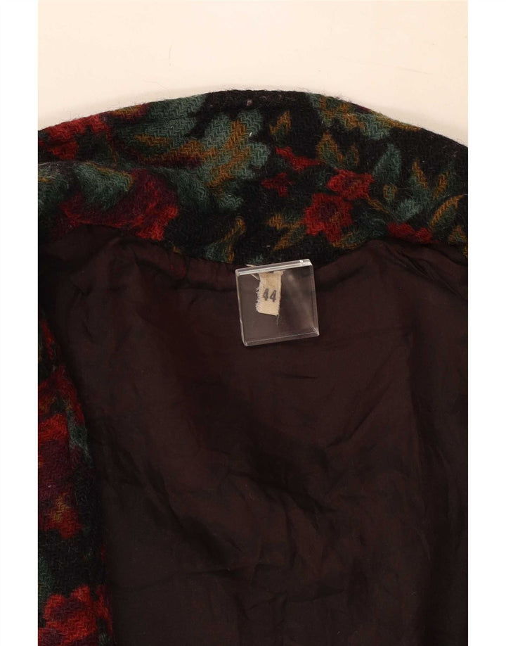 Vintage Damen 1-Knopf-Blazer-Jacke IT 44 Medium Mehrfarbig geblümt