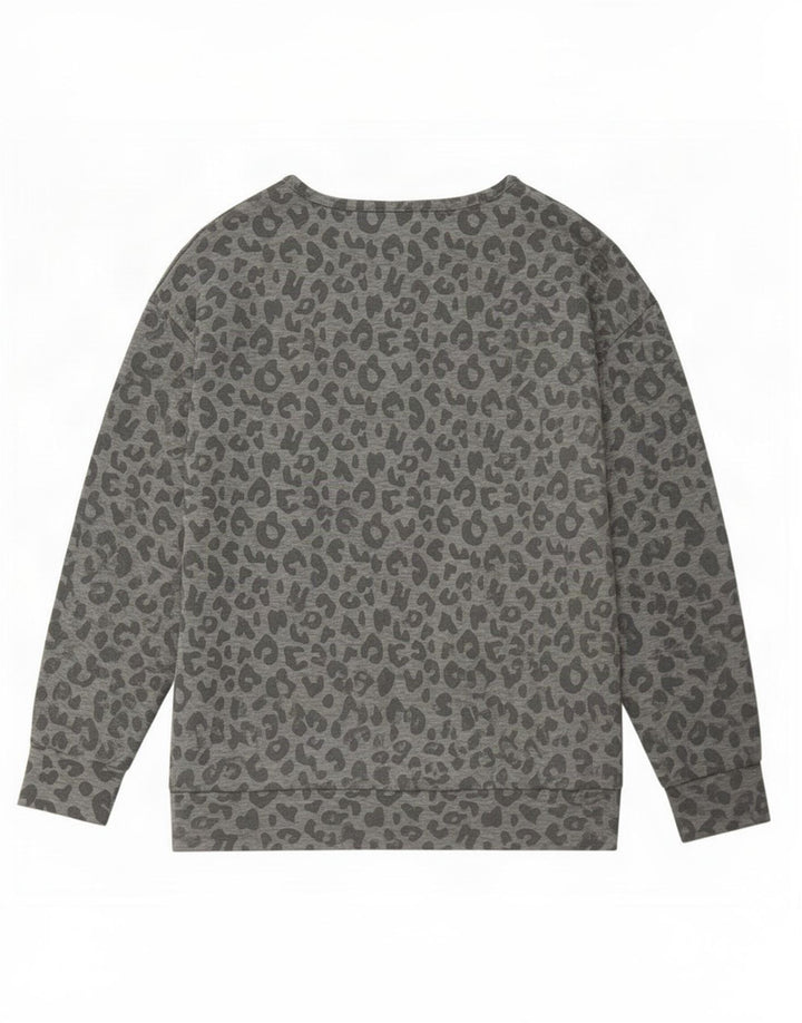 John Lewis Damen Sweatshirt Pullover UK 14 Mittelgrauer Tierdruck