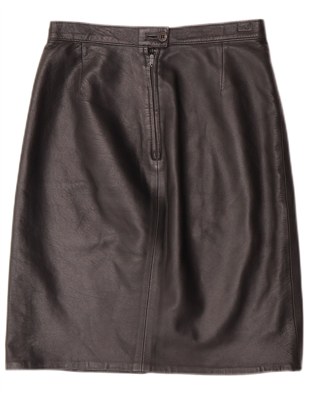 VINTAGE Damen Lederrock IT 38 XS W24 Schwarz