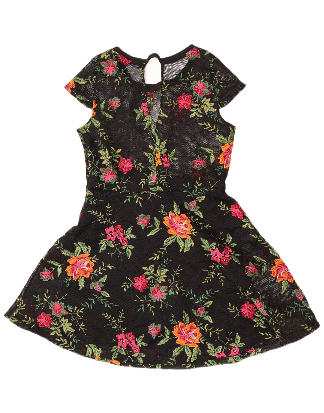 Durchsichtiges A-Linien-Kleid für Damen von Guess, Größe S, Schwarz, Blumenmuster, Polyester