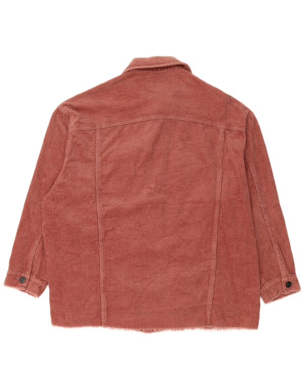 Zara Damen Übergroße Cordjacke UK 10 Small Rosa Baumwolle